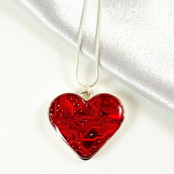 Jewelry - Red Heart Circuit Board Necklace